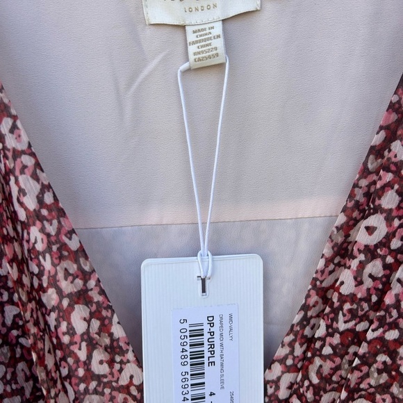 NWT Ted Baker Vally Draped Midi Batwing Sleeve Dress Bohemian Cottagecore 12 - Picture 9 of 14